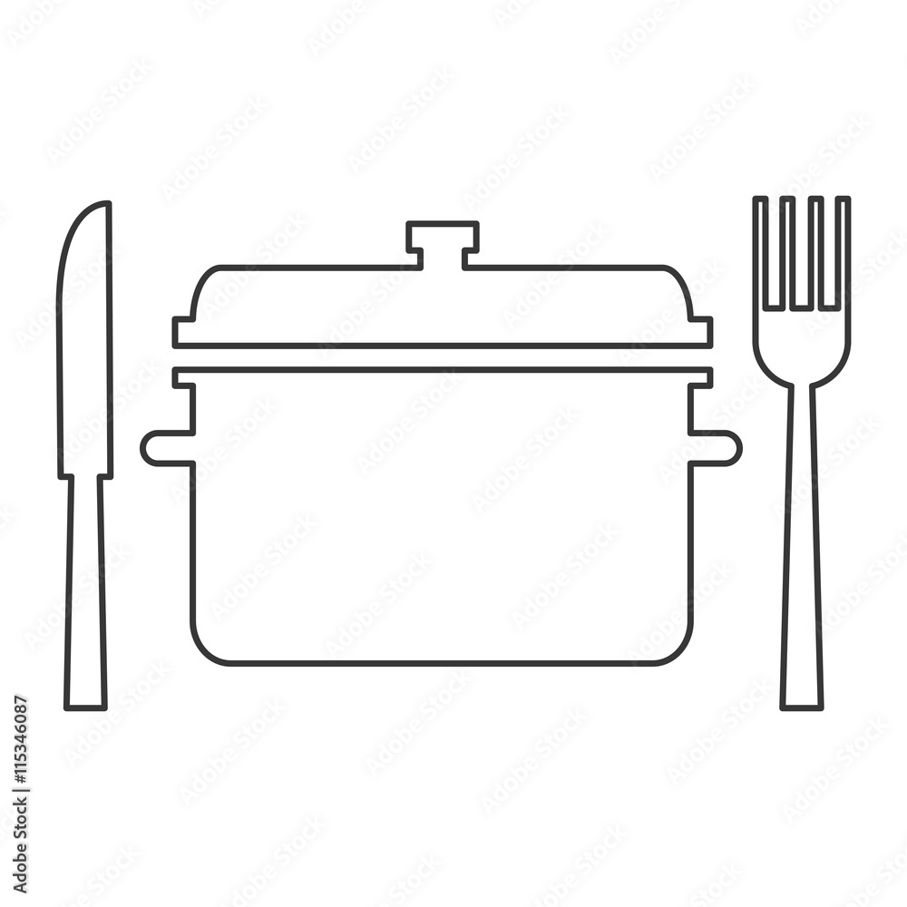simple flat design cooking pot with fork and knife icon vector illustration simple flat design cooking pot with fork and knife icon vector illustration