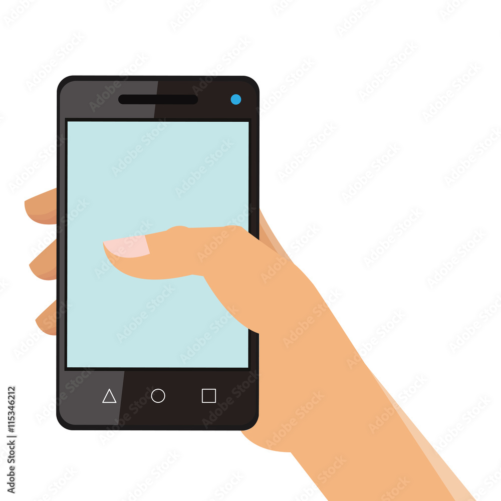 simple flat design hand holding cellphone icon vector illustration simple flat design hand holding cellphone icon vector illustration