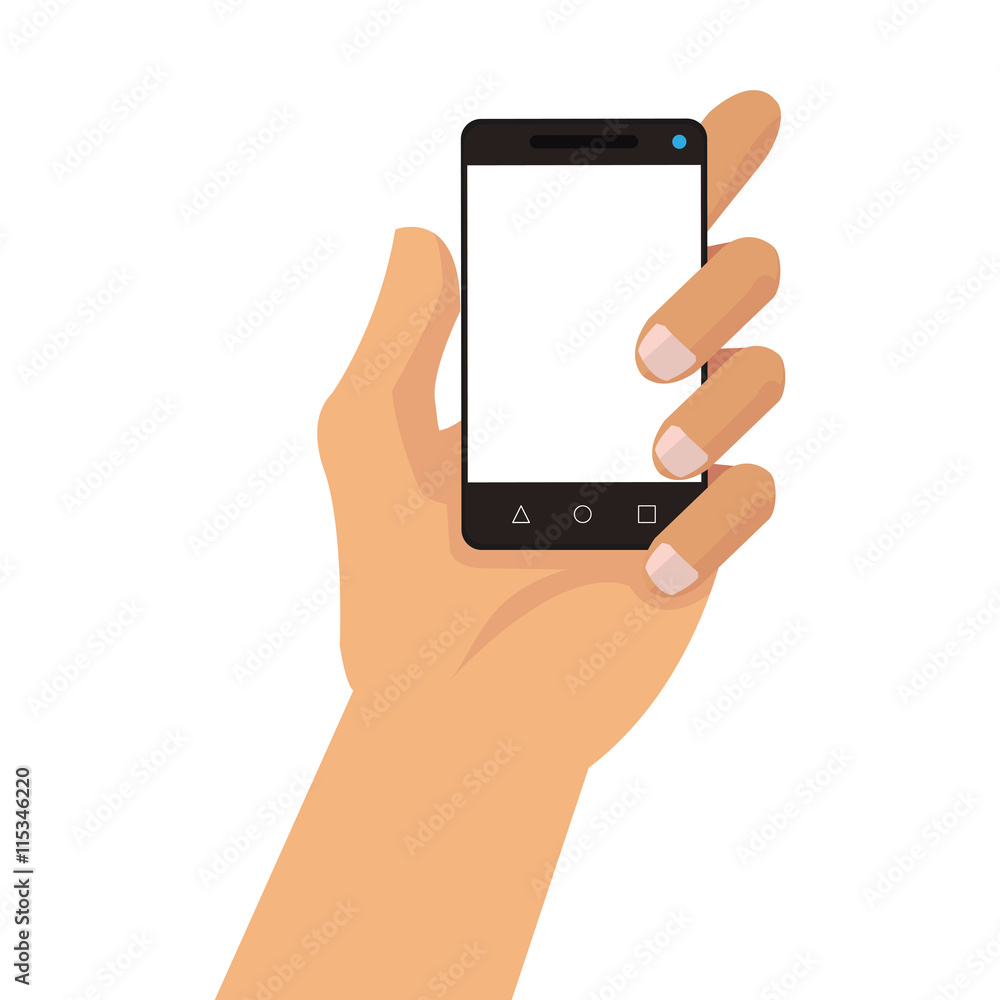 simple flat design hand holding cellphone icon vector illustration simple flat design hand holding cellphone icon vector illustration
