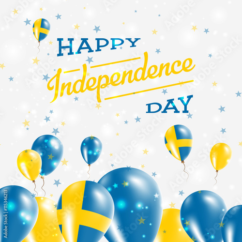 Sweden Independence Day Patriotic Design. Balloons in National Colors of the Country. Happy Independence Day Vector Greeting Card.