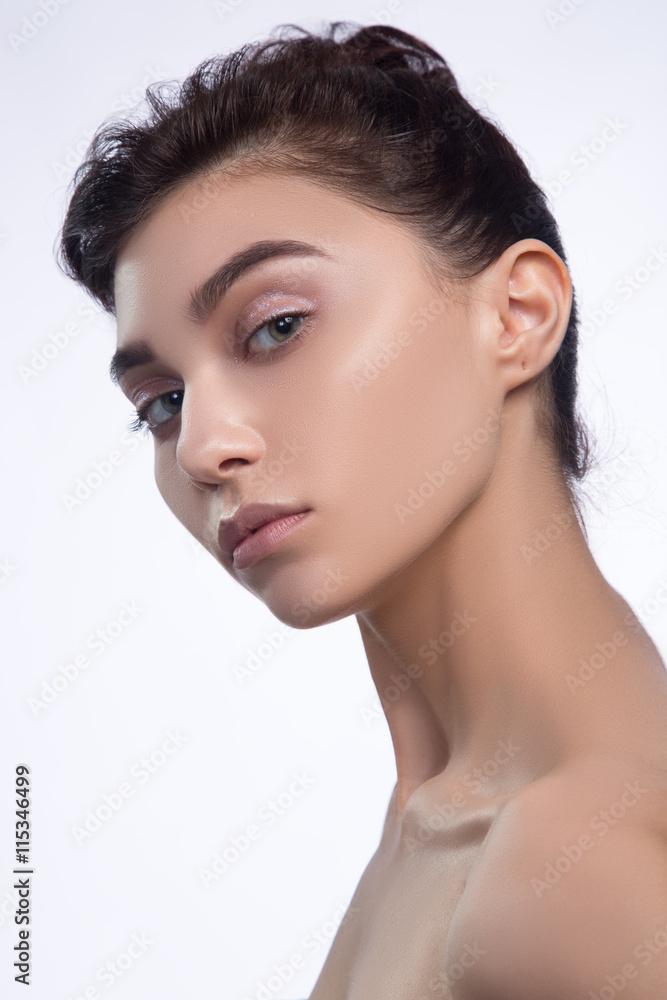 Beauty Girl. Beautiful Young Woman with Fresh Clean Skin, Beautiful Face. Pure Natural Beauty. Perfect Skin. Isolated on a White Background. Portrait of Beauty Girl. Youth Beauty Girl. Beautiful Young Woman with Fresh Clean Skin, Beautiful Face. Pure Natural Beauty. Perfect Skin. Isolated on a White Background. Portrait of Beauty Girl. Youth