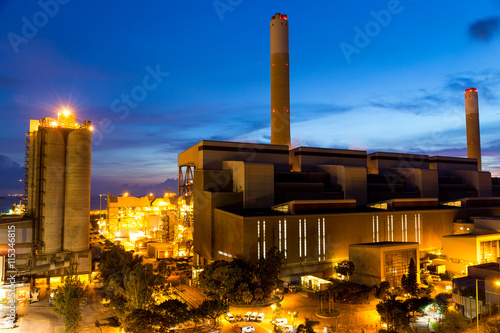 Power plants in Hong Kong at sunset