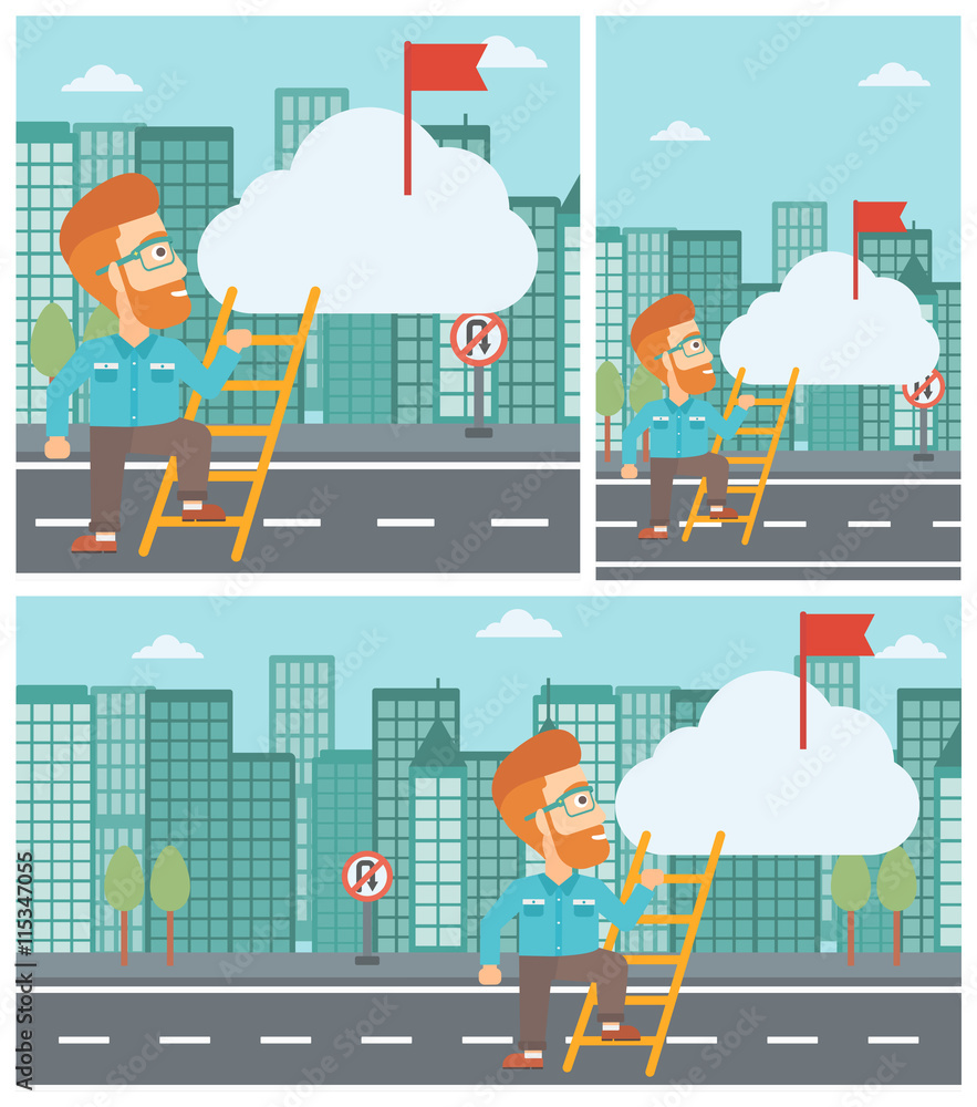 Cheerful leader business man vector illustration. Cheerful leader business man vector illustration.