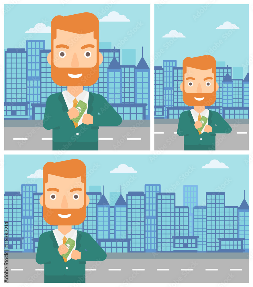 Man putting money in pocket vector illustration. Man putting money in pocket vector illustration.