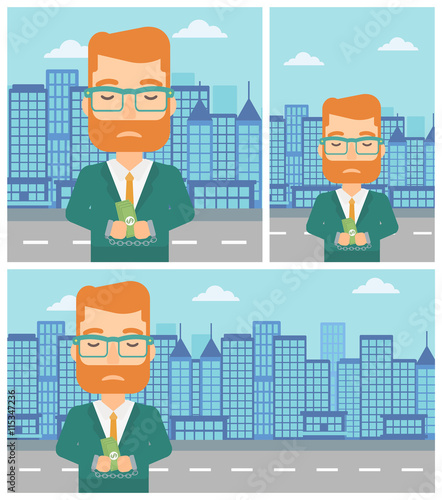 Businessman handcuffed for crime.