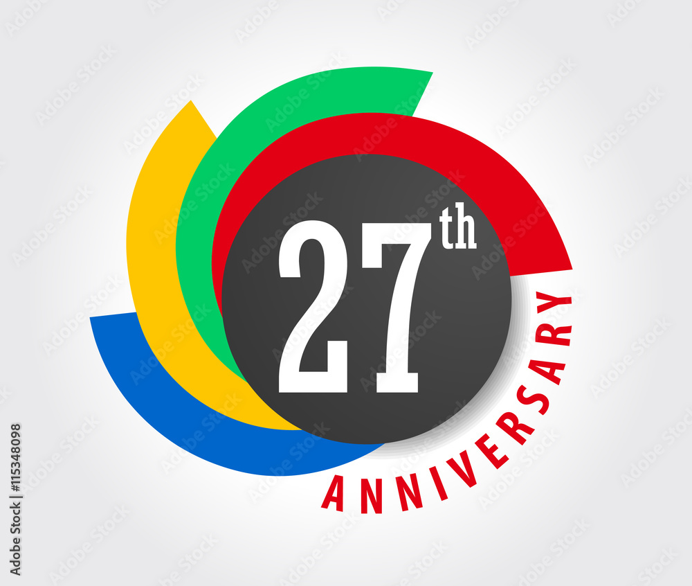 27th Anniversary celebration background, 27 years anniversary card illustration - vector eps10 27th Anniversary celebration background, 27 years anniversary card illustration - vector eps10