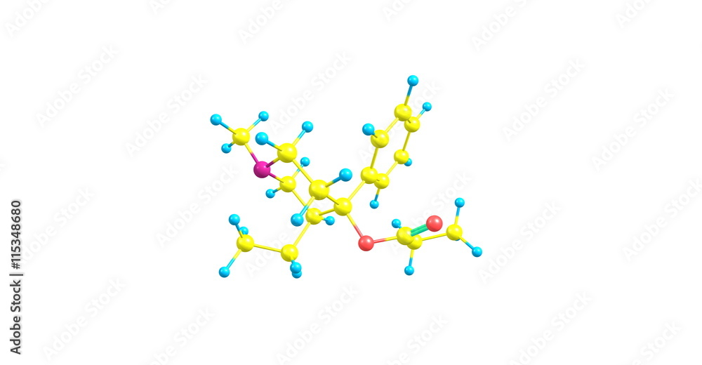 Meprodine molecular structure isolated on white