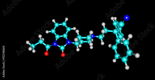 Bezitramide molecular structure isolated on black