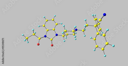 Bezitramide molecular structure isolated on grey
