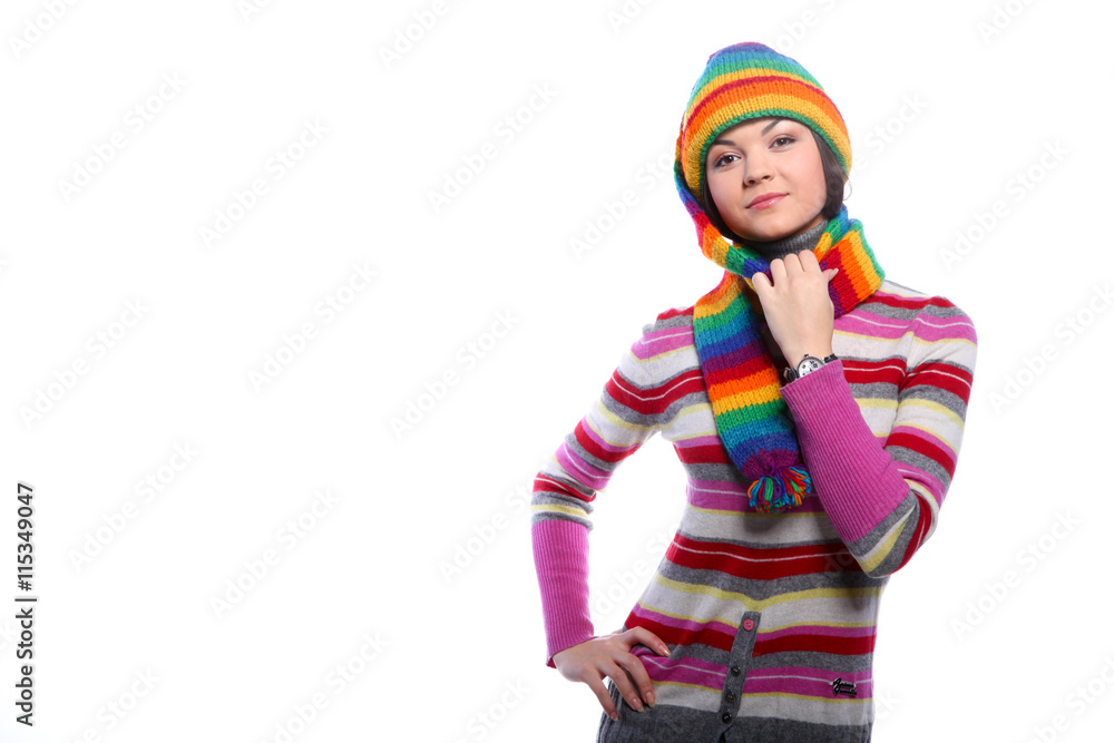 Fototapeta premium Woman in funny color hat