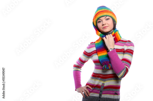Woman in funny color hat