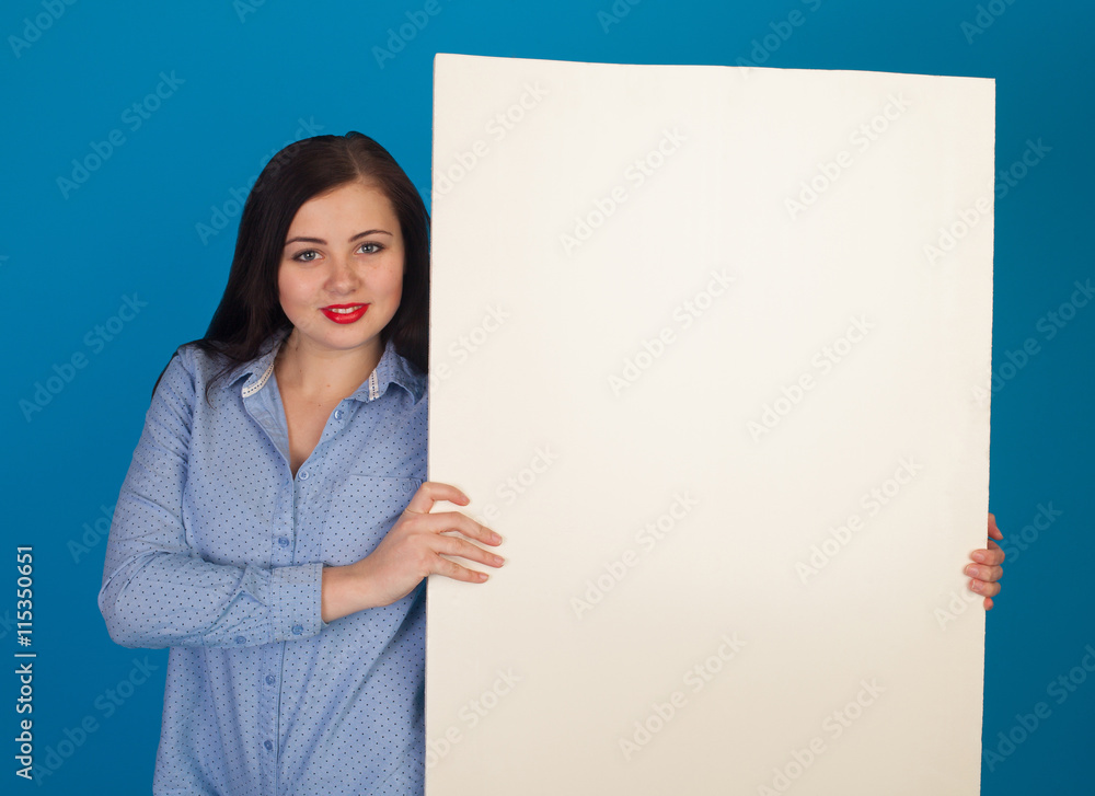 Woman in blue and canvas Woman in blue and canvas