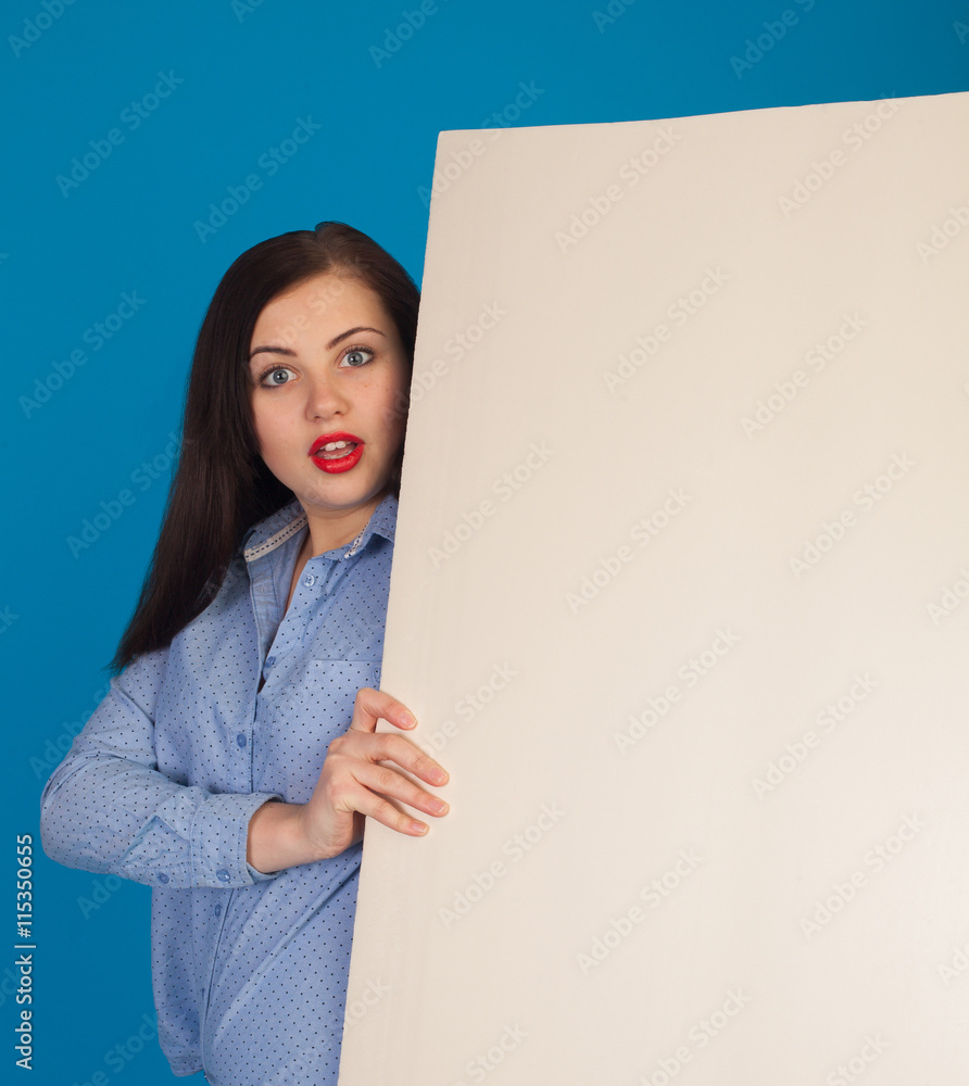 Surprised woman with canvas Surprised woman with canvas
