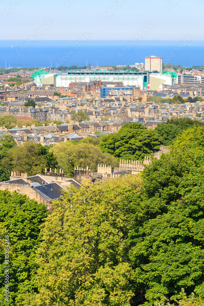 Edinburgh city aerial view as seen from Nelson monument