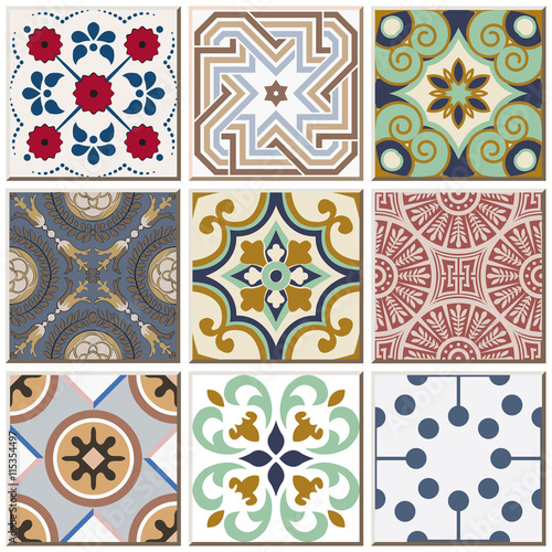 Vintage retro ceramic tile pattern set collection 041 