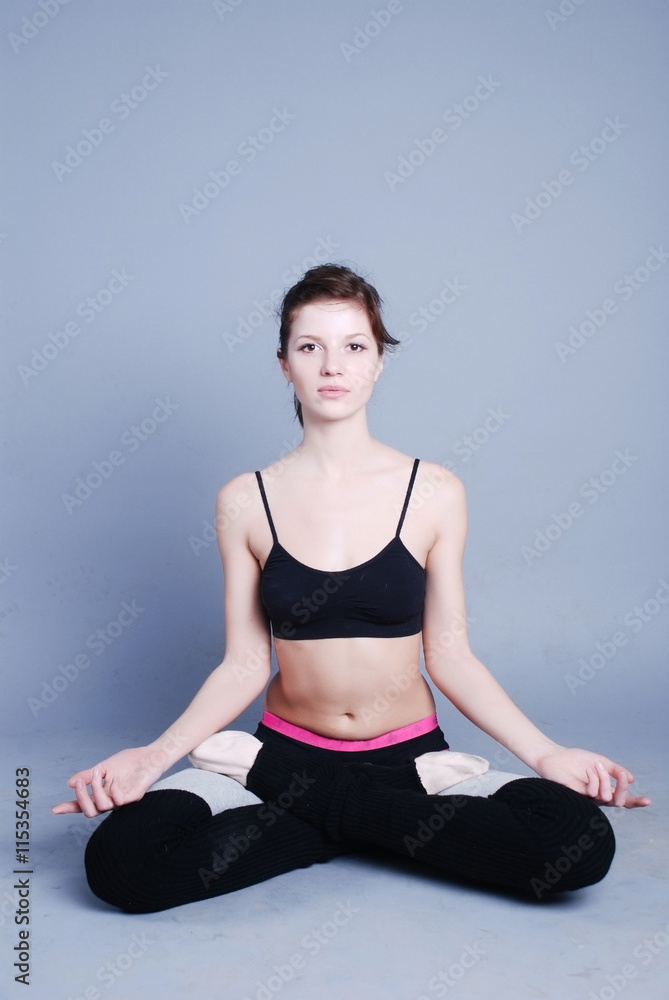 Fitness Woman At Blue Background
