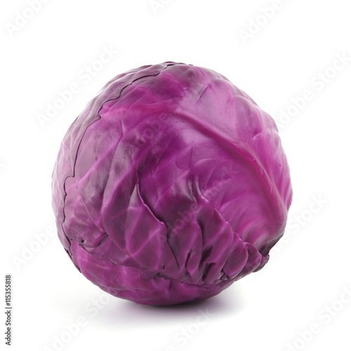 Head of red cabbage isolated on a white background.