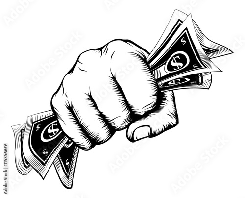 Fist holding money concept