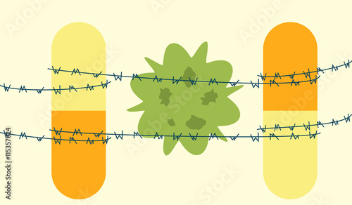 antibiotics bacteria superbug concept