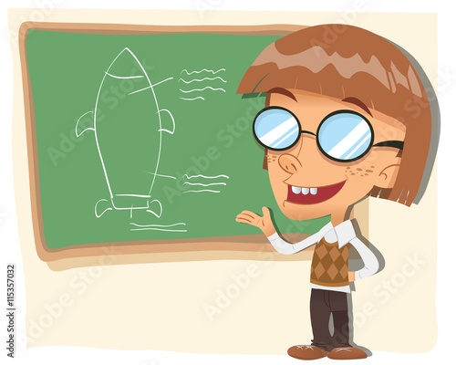 cartoon nerd kid
