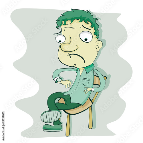 cartoon waiting man