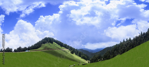Panoramic view of beautiful landscape of Janjehli Valley near Sh
