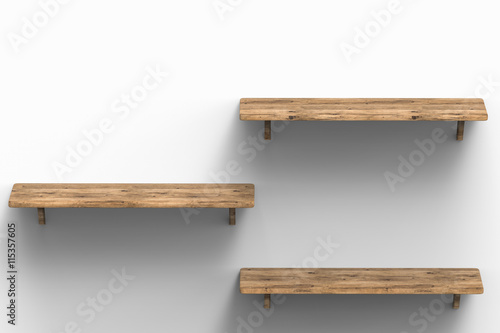 three wooden shelves