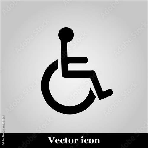 Disabled Handicap Icon on grey background, vector illustration