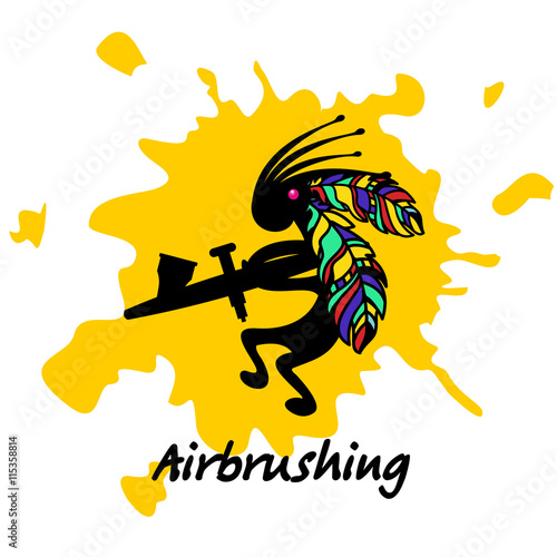Airbrush. The artist airbrushing. Vector icon, emblem, logo airb