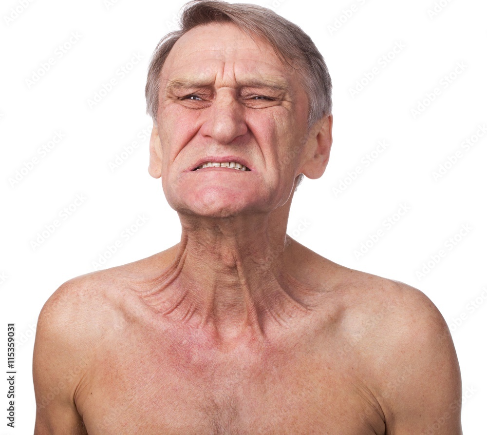 Obraz premium Spasm,senior man showing pain concept