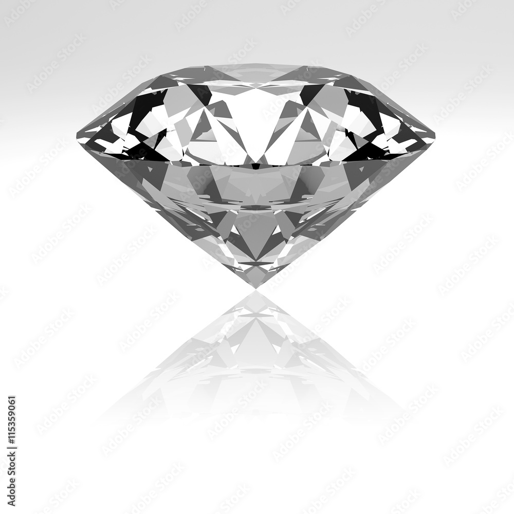 Diamond Isolated on White, 3D Rendering Diamond Isolated on White, 3D Rendering