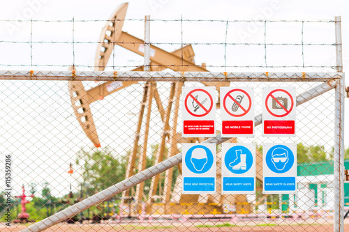Safety signs individually in oil and gas area working