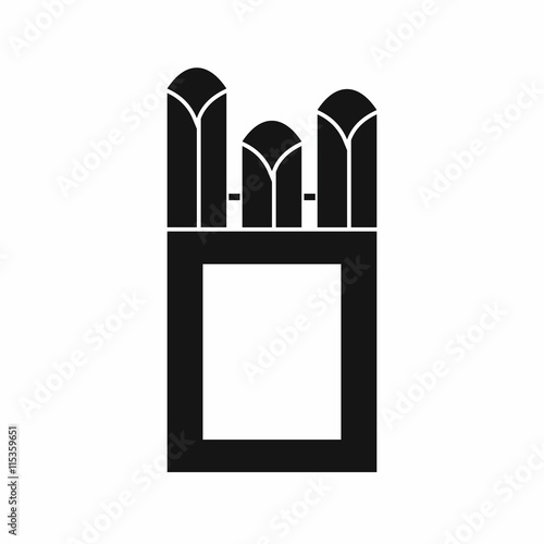 Chalks in carton box icon in simple style isolated vector illustration