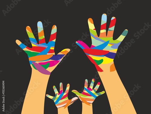Children hands in paint.