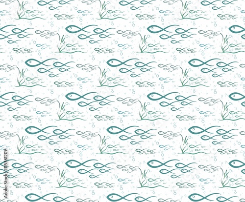 Seamless background with fishes.