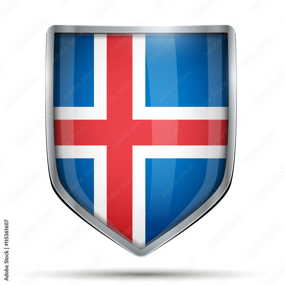 Obraz premium Shield with flag Iceland
