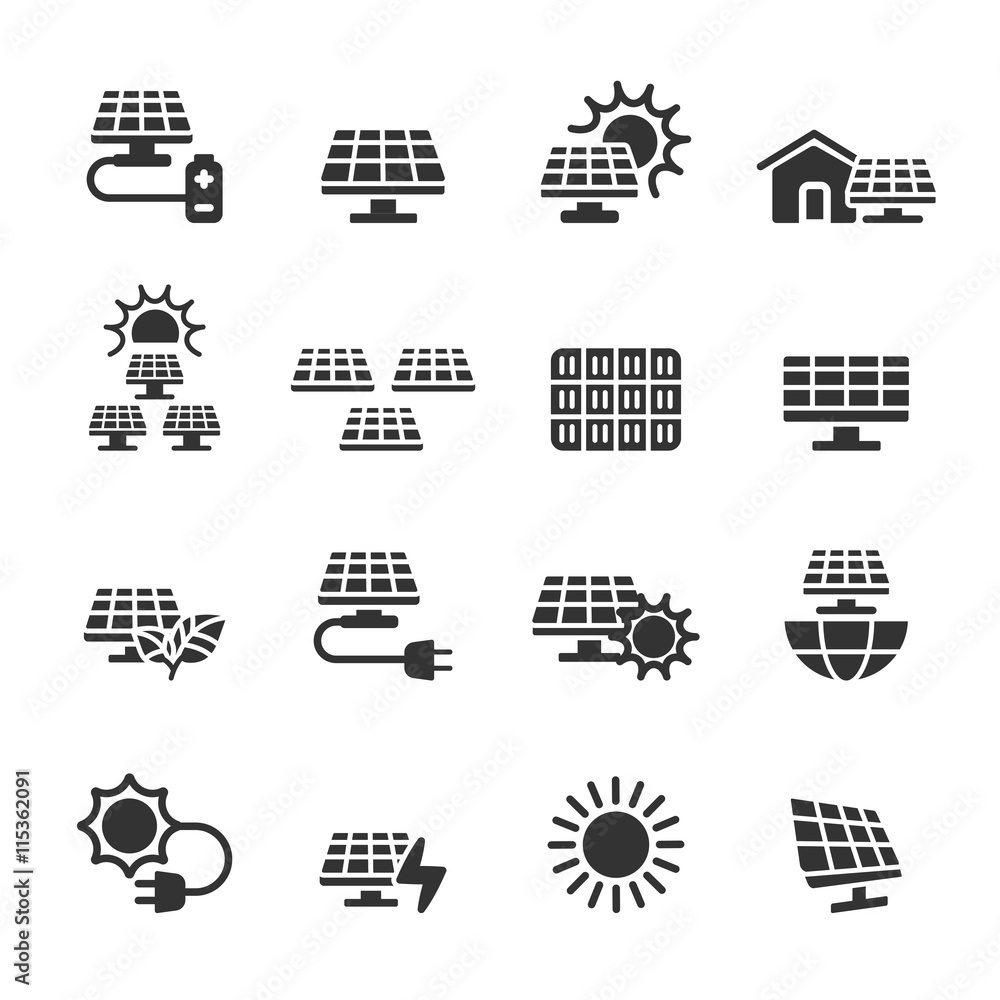 solar power icon set, vector eps10 solar power icon set, vector eps10