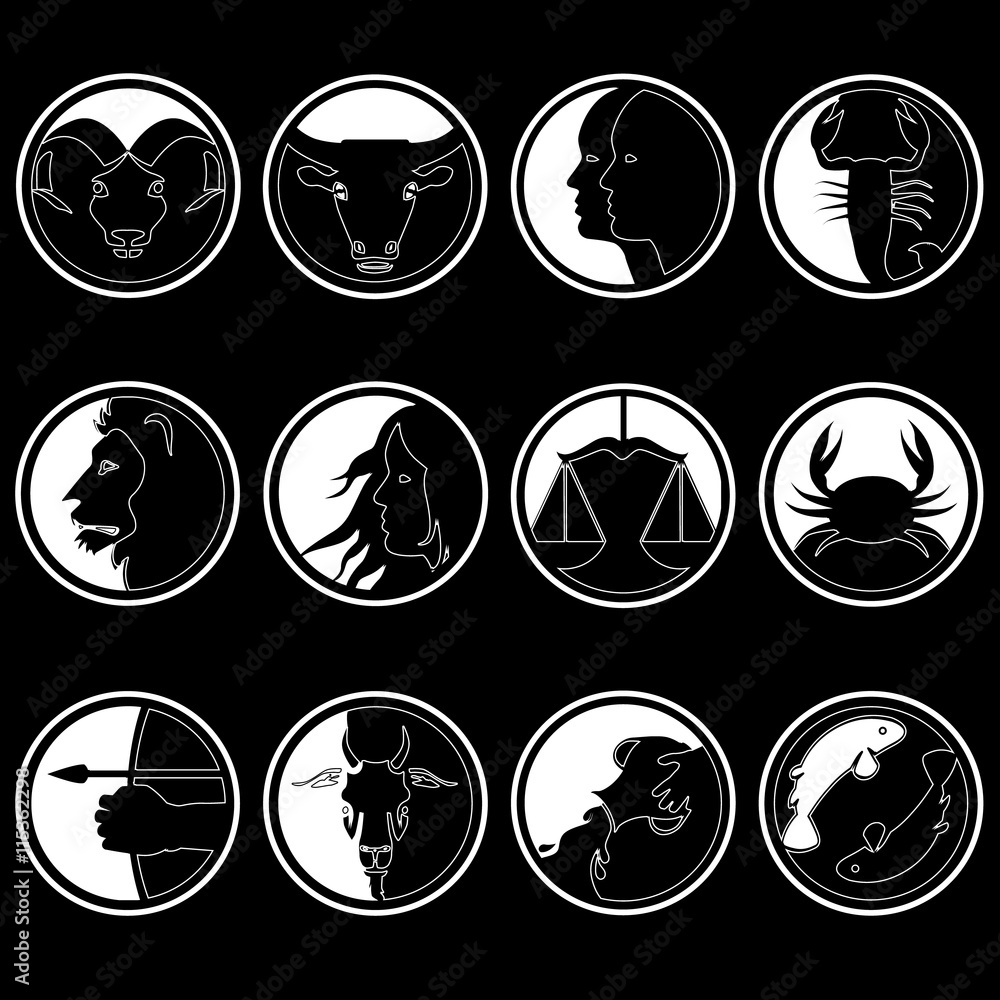 zodiac icons on blackboard zodiac icons on blackboard