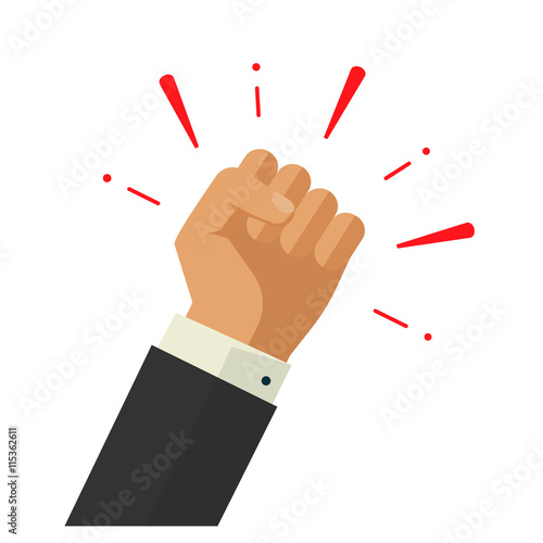 Winner hand up fist vector sign concept, worker hand, employees revolution against, fist acheivment vector concept, freedom revolution, agressive fight symbol