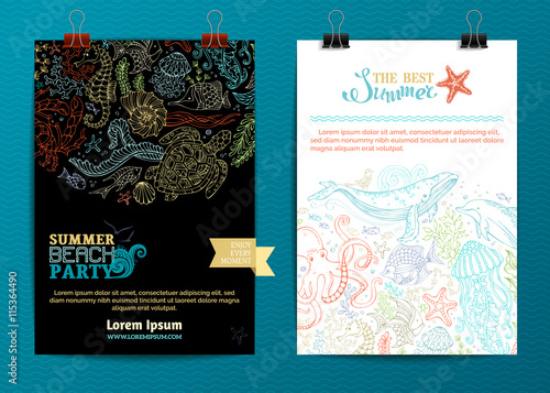Vector set of two underwater life poster templates.