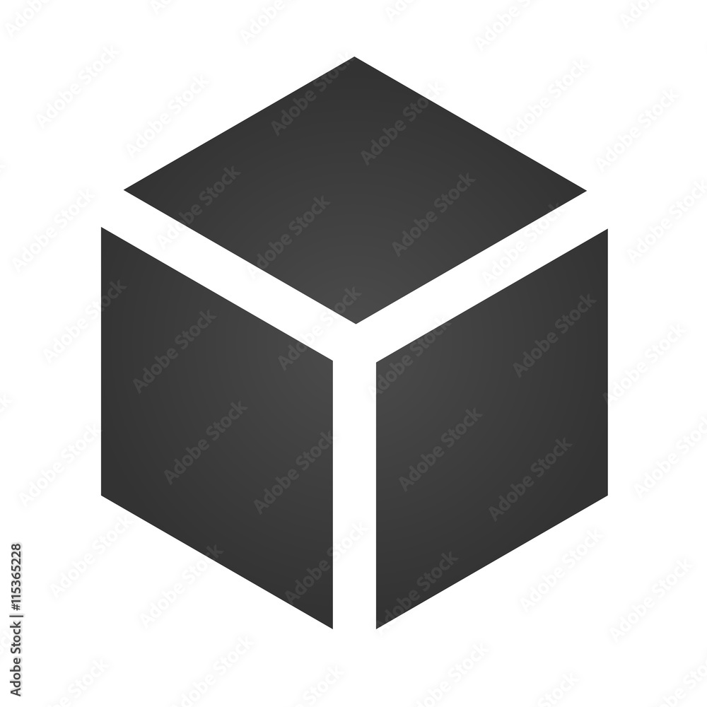 Cube icon. Simple flat logo of cube on white background. Vector illustration.