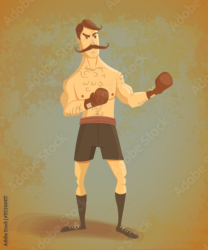 Vintage boxer stands in rack