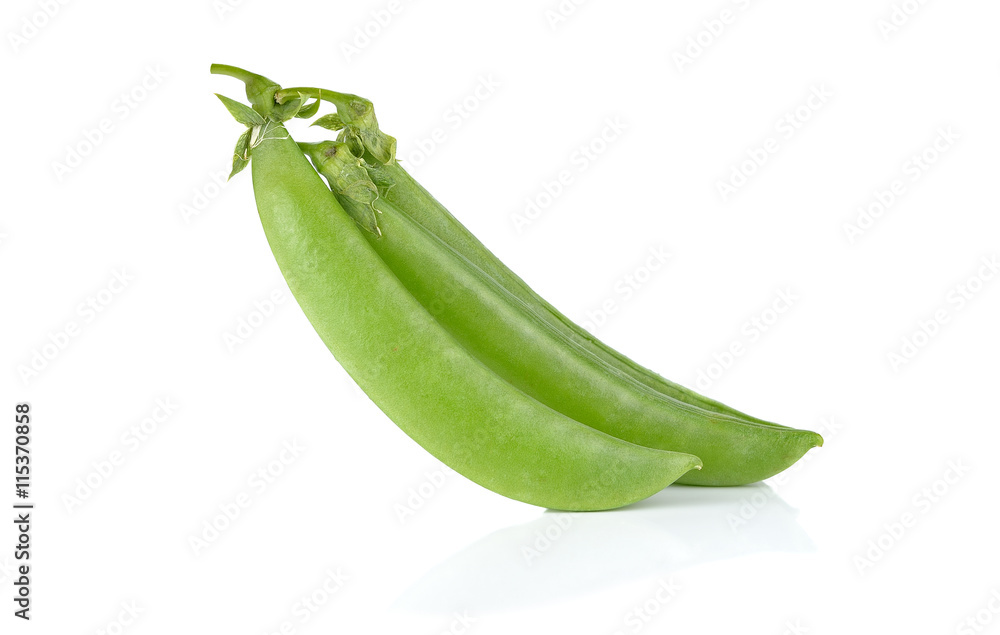 fresh sugar snap peas isolated white background
