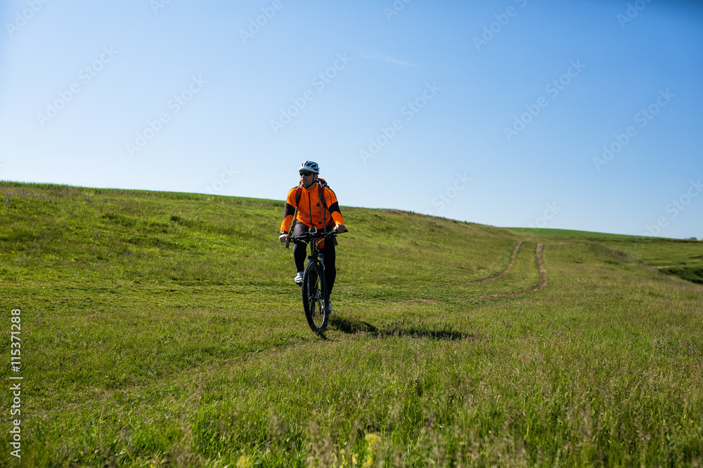 Cyclist on the Beautiful Meadow Trail
