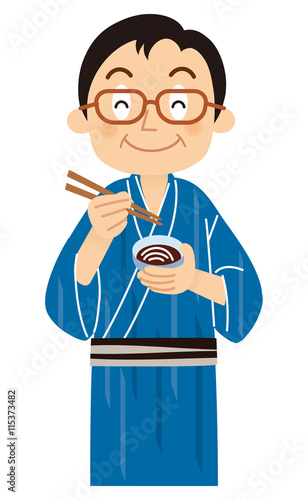 男性　浴衣　そうめん