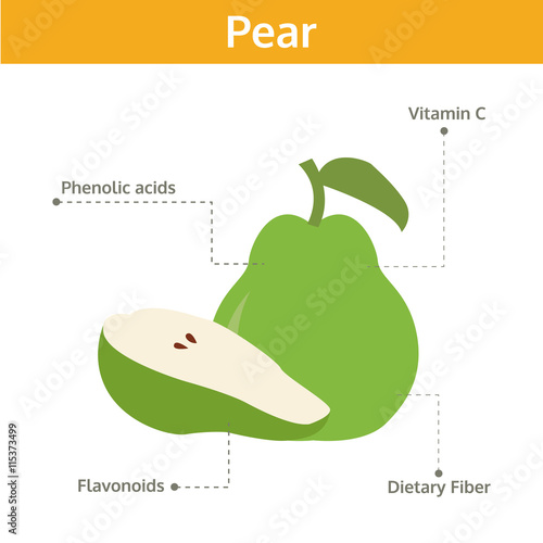 pear nutrient of facts and health benefits, info graphic fruit