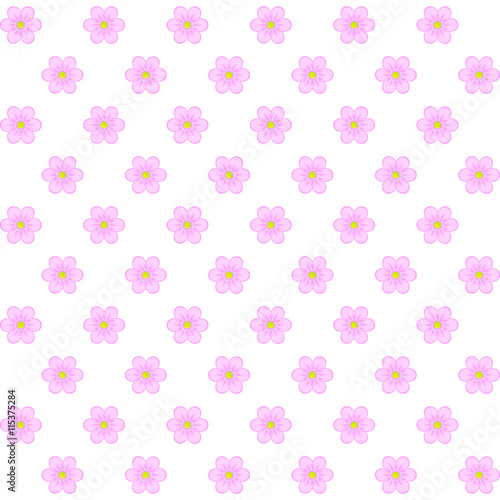 Pattern of pink flowers on a white background.