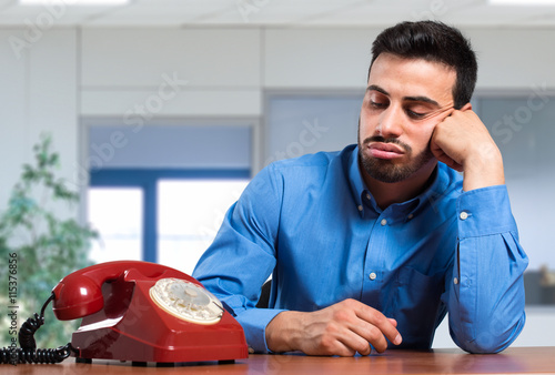 Принти на полотні Man waiting for a phone call