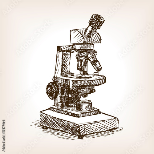 Microscope sketch style vector illustration