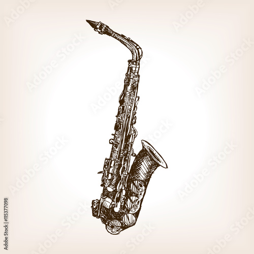 Saxophone hand drawn sketch style vector